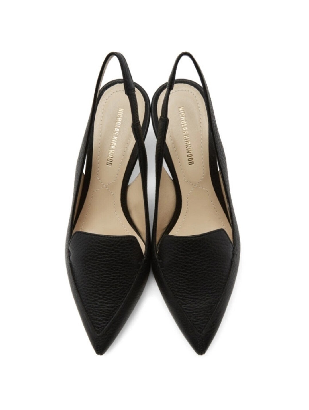 Nicholas Kirkwood Black Leather Slingback Point Toe Pump Heels Women's Size 42